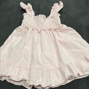 Janie and Jack Pastel Pink and White Striped Seersucker Dress